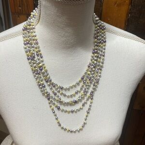 Vintage Hand-tied Baroque Pearl 6 Strand Necklace